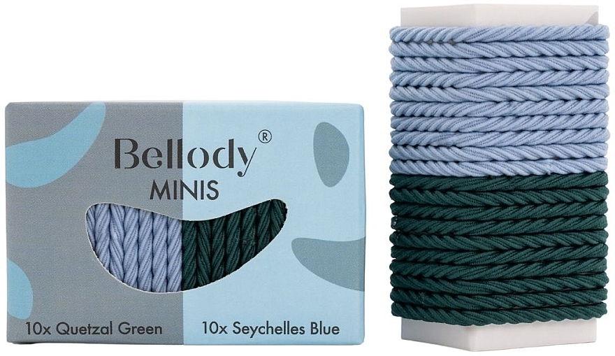 Резинки для волос, зеленые и голубые, 20 шт. - Bellody Minis Hair Ties Green & Blue Mixed Package — фото N1