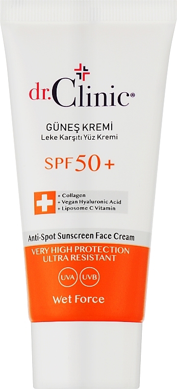 Солнцезащитный крем против пигментации SPF 50+ - Dr. Clinic Anti-Spot Sunscreen Face Cream — фото N1