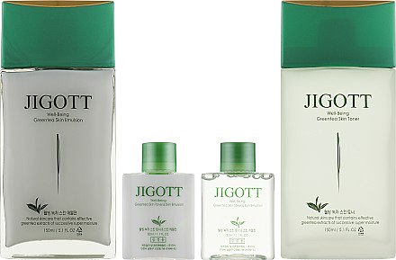 Набор - Jigott Well Being Green Tea (emulsion/150ml + toner/150ml + emulsion/30ml + toner/30ml) — фото N2