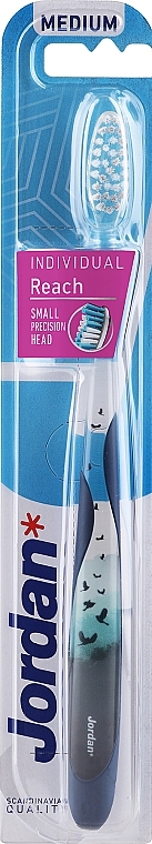Зубна щітка середня, темно-синя з птахами - Jordan Individual Medium Reach Toothbrush — фото N1