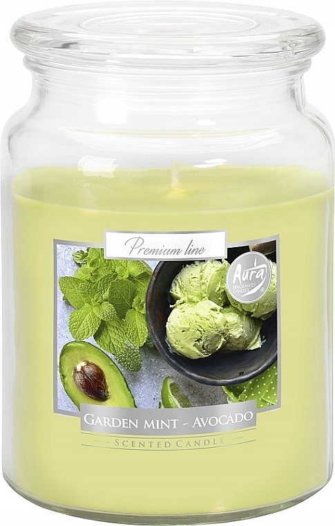 Ароматическая премиум свеча в банке "Мята и авокадо" - Bispol Premium Line Aura Garden Mint & Avocado — фото N1