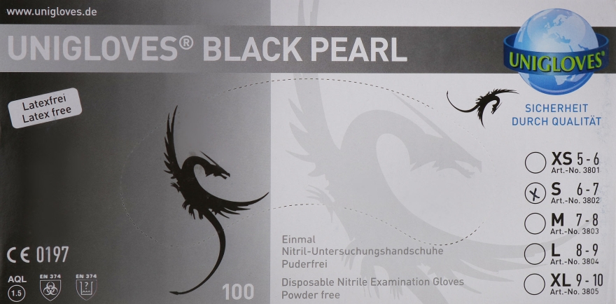 Перчатки из нитрила маленькие, черные - Comair Black Pearl — фото N1