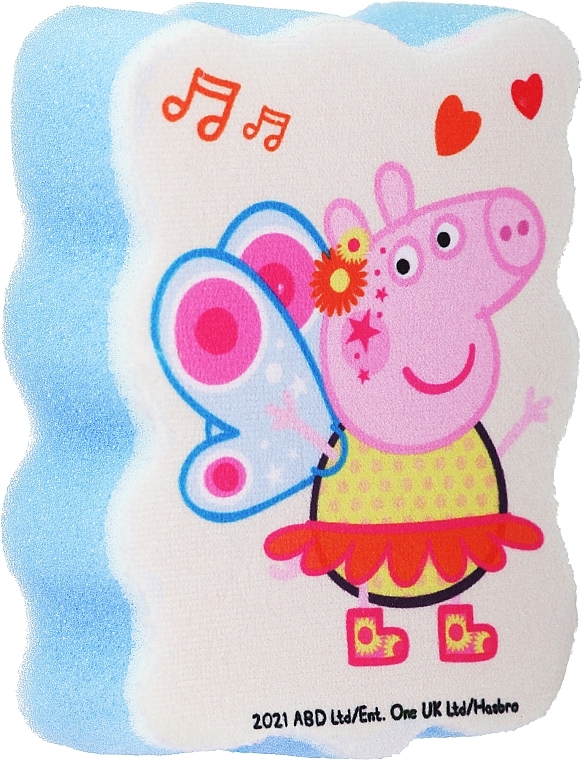 Мочалка банна дитяча "Свинка Пеппа", Пеппа-метелик, блакитна - Suavipiel Peppa Pig Bath Sponge — фото N1