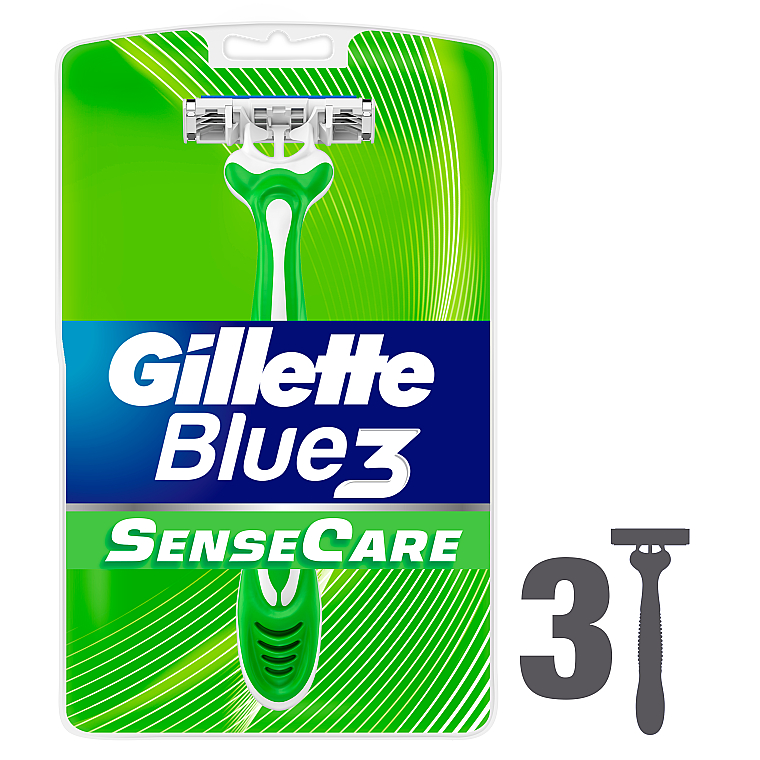 Набор одноразовых станков для бритья, 3шт - Gillette Blue 3 Sense Care