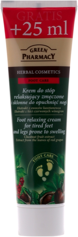 Розслаблювальний крем для ніг "Кінський каштан і листя червоного винограду" - Green Pharmacy Foot Relaxing Cream — фото N1