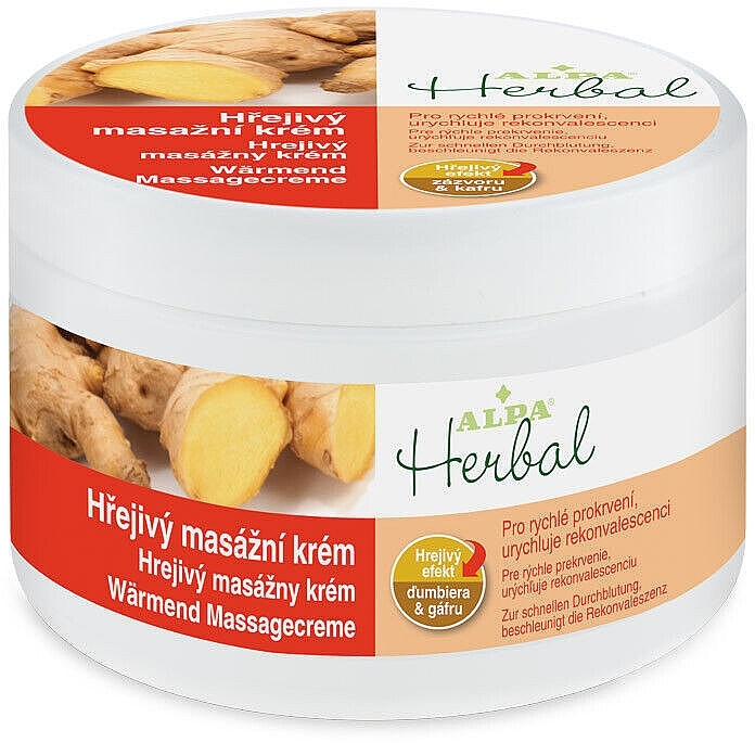 Согревающий крем для массажа - Alpa Herbal Warming Massage Cream with Ginger — фото N1