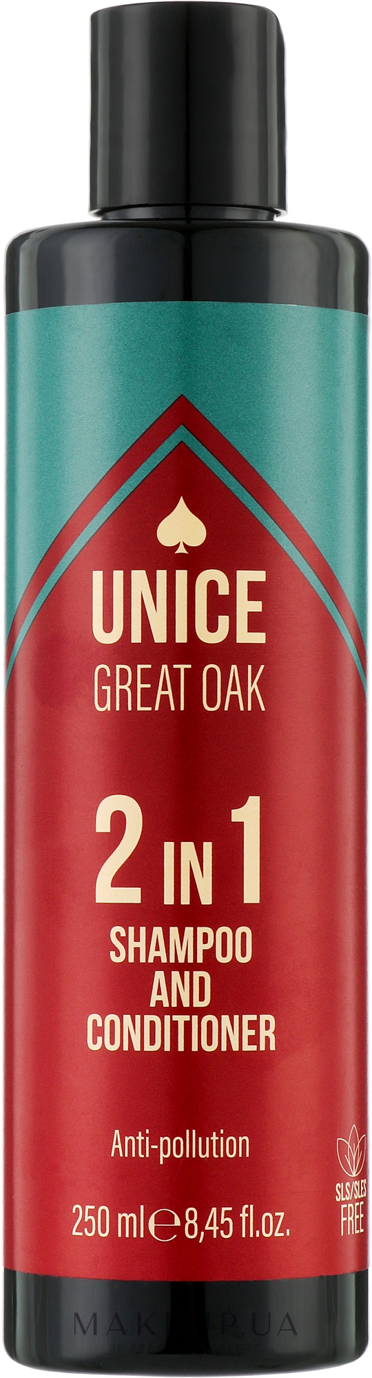 Безсульфатний шампунь-кондиціонер 2 в 1 для чоловіків - Unice Great Oak Shampoo&Conditioner — фото 250ml
