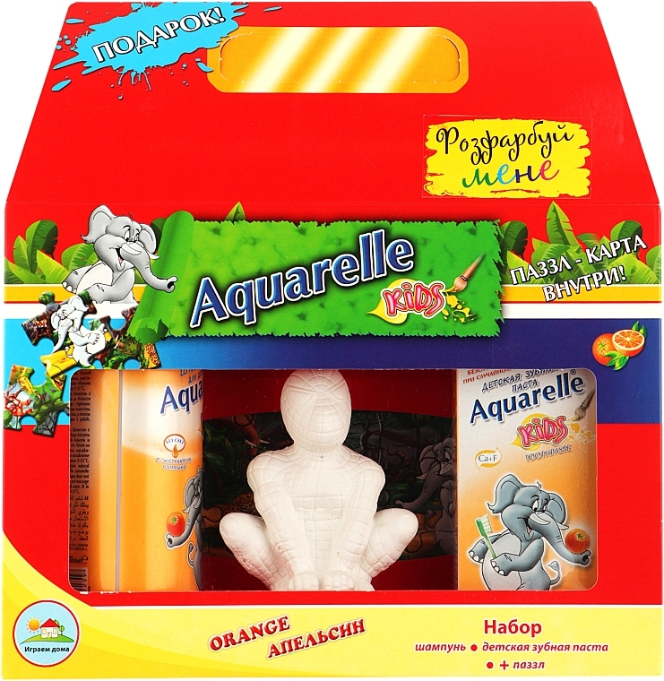 Дитячий подарунковий набір "Апельсин" - Sts Cosmetics Aquerelle Kids (shmp/200ml + past/50ml + pazl) * — фото N1