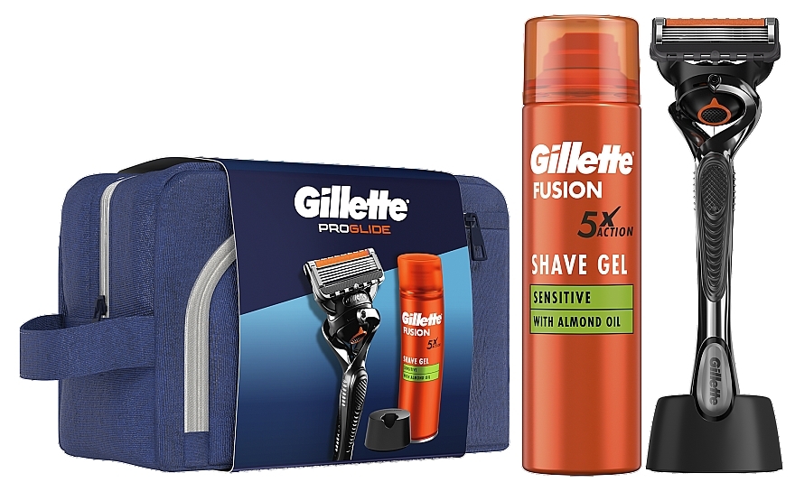 Набір - Gillete Proglide (sh/gel/200ml + razor/1pcs + blade/1pcs + bag + acc/1pc) — фото N1