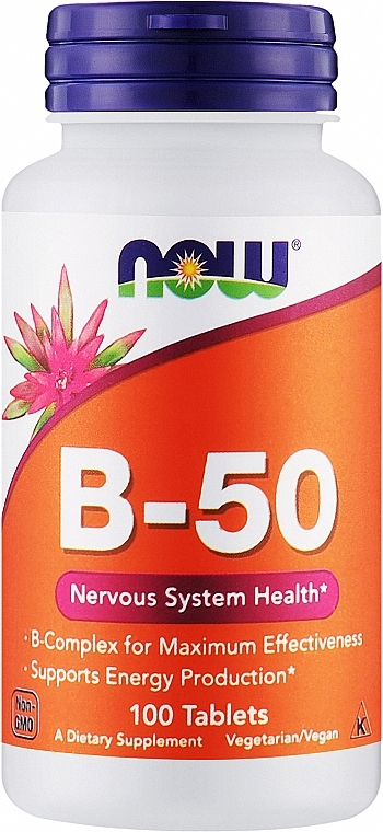 Витамины В-50 в таблетках - Now Foods Vitamin B-50 Tablets — фото N1