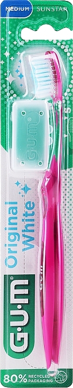 Зубная щетка, средняя, фуксия - G.U.M OriginalWhite Toothbrush Medium — фото N1