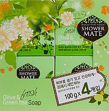 Мило "Оливки і зелений чай" - KeraSys Shower Mate Refresh Olive & Green Tea Soap — фото N1