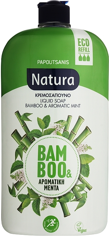 Рідке мило "Бамбук та ароматична м'ята" - Papoutsanis Natura Liquid Soap Bottle Refill Bamboo & Aromatic Mint (змінний блок) — фото N1