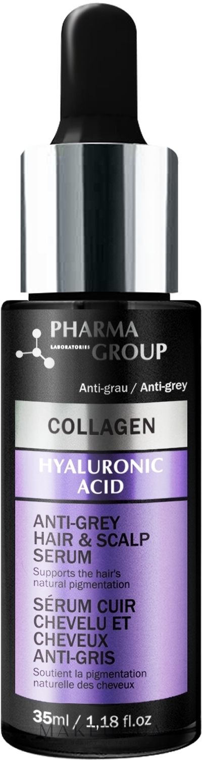 Сыворотка против седины - Pharma Group Laboratories Collagen & Hyaluronic Acid Anti-Grey Hair & Scalp Serum — фото 35ml