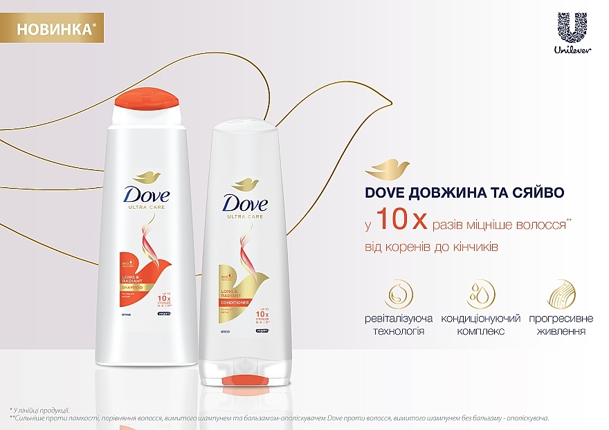 Шампунь для волос "Длина и сияние" - Dove Long & Radiant Shampoo — фото N3