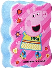 Парфумерія, косметика Мочалка банна дитяча "Свинка Пеппа", Пеппа на роликах, блакитна - Suavipiel Peppa Pig Bath Sponge