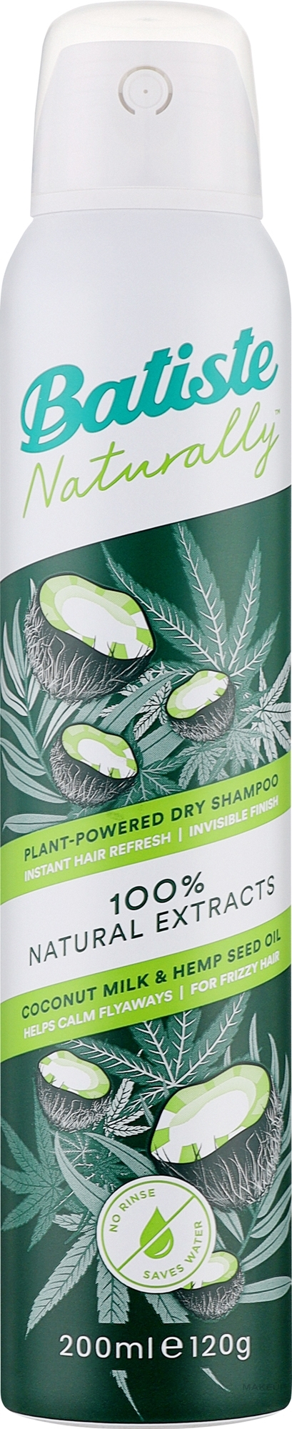 Сухой шампунь с кокосовым молоком и конопляным маслом - Batiste Plant Powered Dry Shampoo Coconut Milk & Hemp Seed Oil — фото 200ml