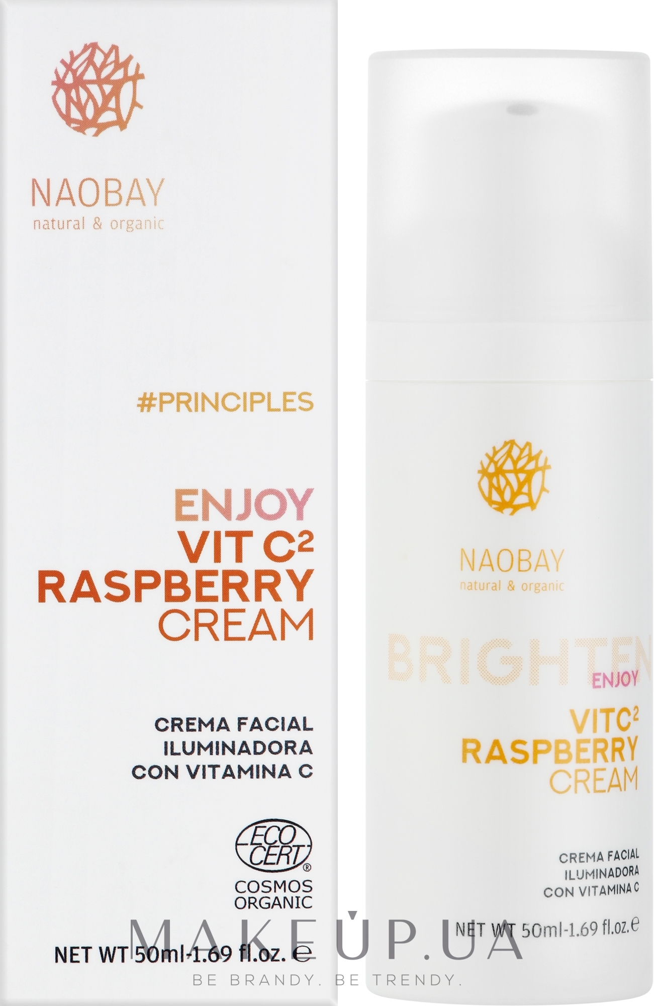 Осветляющий крем для лица - Naobay Principles Brighten Vit C Raspberry Cream — фото 50ml