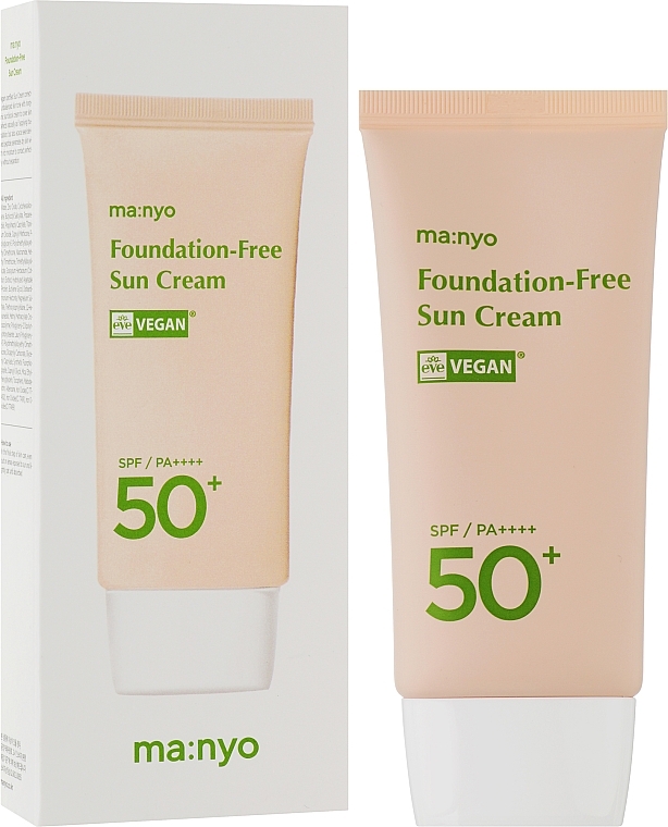Сонцезахисний крем з тонувальним ефектом - Manyo Foundation Free Sun Cream SPF 50+ PA ++++ — фото N2