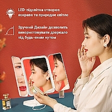 Дзеркало для макіяжу з LED підсвіткою і акумулятором, біле - Aimed Makeup Mirror 360 — фото N9