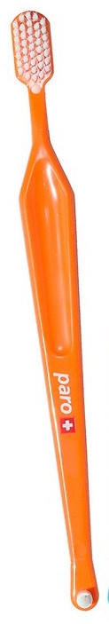 Зубная щетка, с монопучковой насадкой (полиэтиленовая упаковка), оранжевая - Paro Swiss M39 Toothbrush — фото N2