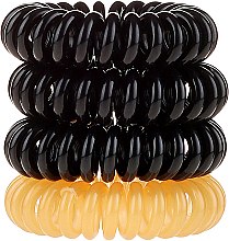 Резинки для волос черные + золотистая, 4 шт - Hair Springs — фото N2