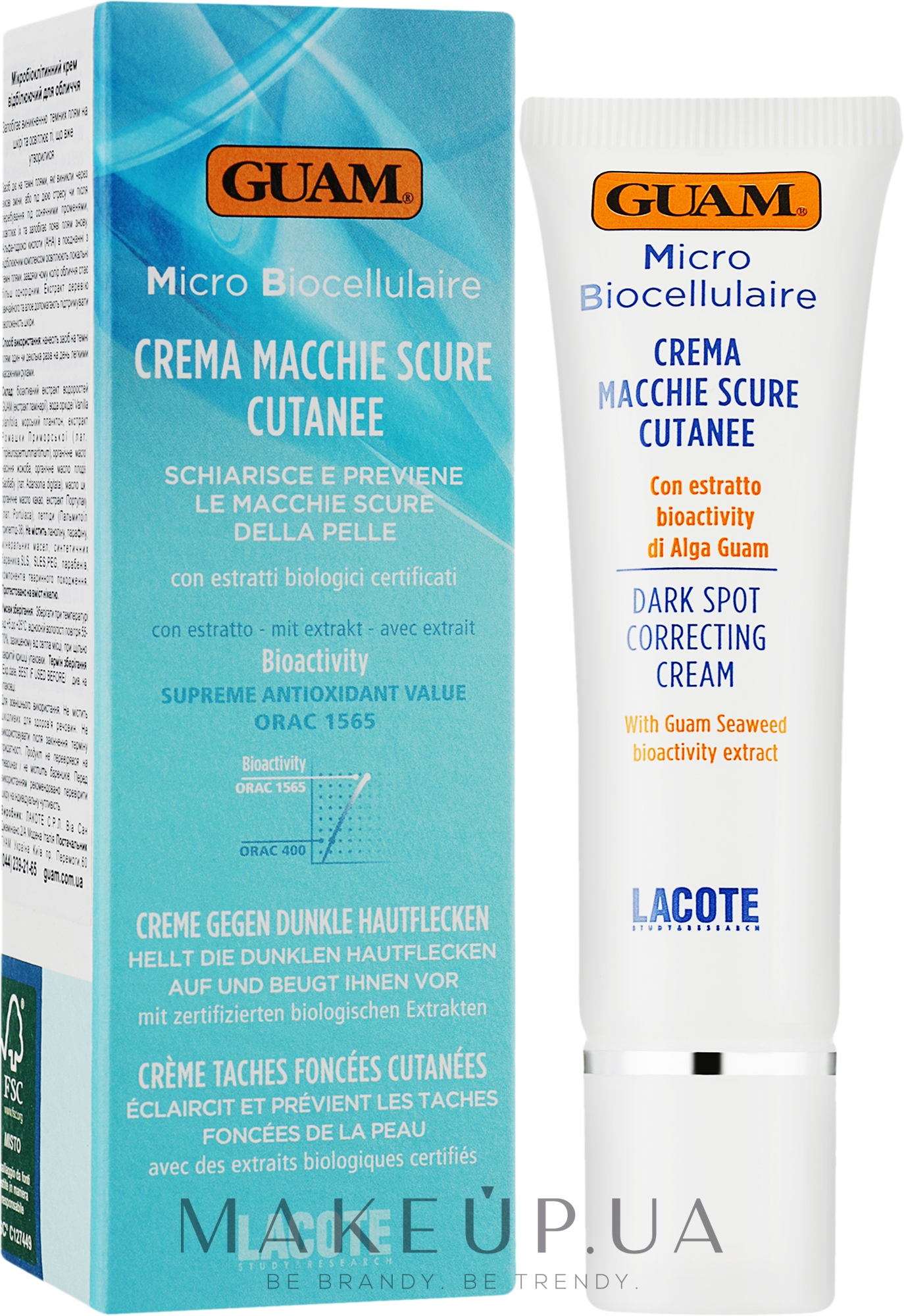 Микробиоклеточный отбеливающий крем для лица - Guam Micro Biocellulaire Crema Macchie Scure Cutanee — фото 30ml