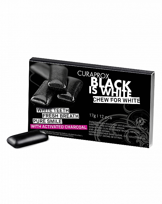 Жевательная резинка - Curaprox Black Is White Chew To White Chewing Gum — фото N1