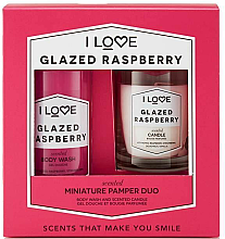 Духи, Парфюмерия, косметика Набор - I Love Glazed Raspberry (candle/50g + b/wash/100ml)