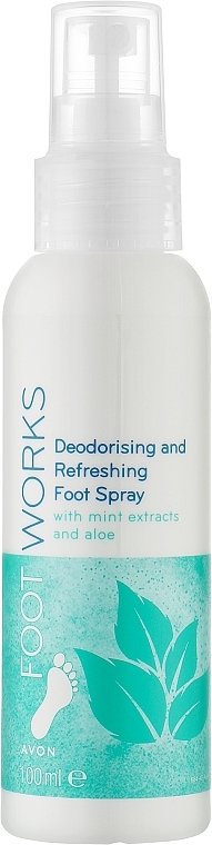Освіжальний спрей для ніг "М'ята й алое" - Avon Works Deodorising And Refreshing Foot Spray — фото N1