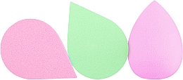 Духи, Парфюмерия, косметика Набор спонжей для макияжа 3 в 1, PF-48, розовый + розовый + салатовый - Puffic Fashion