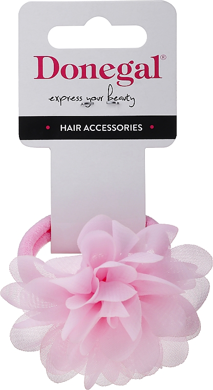 Резинка для волосся, FA-5707, рожева з квіткою - Donegal — фото N1