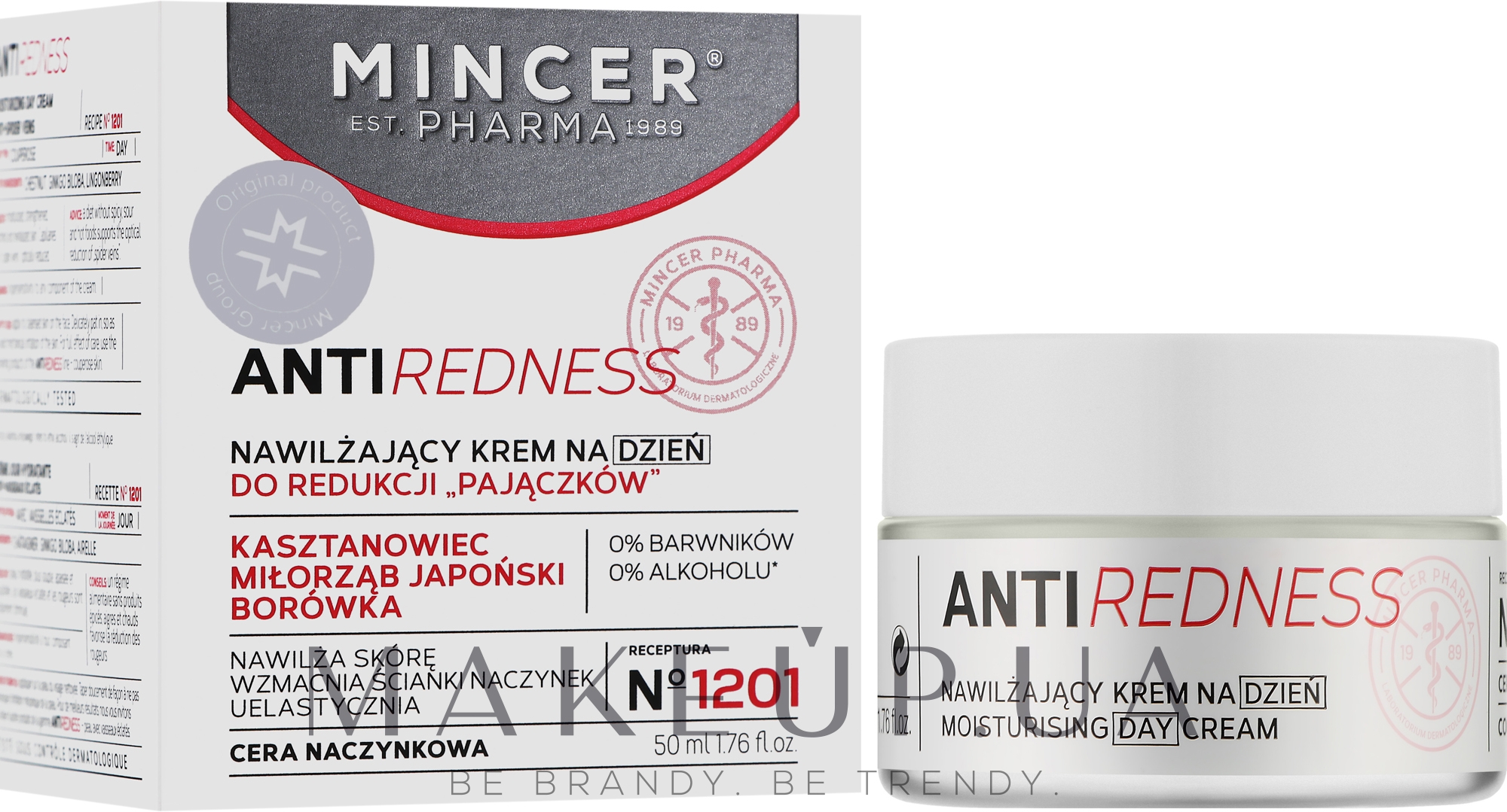 Увлажняющий дневной крем для уменьшения "Паутинных вен" - Mincer Pharma Anti Redness 1201 — фото 50ml