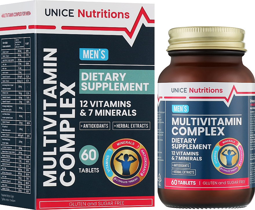 Мультивитаминный комплекс для мужчин, таблетки - Unice Nutritions Men's Multivitamin Complex — фото N2
