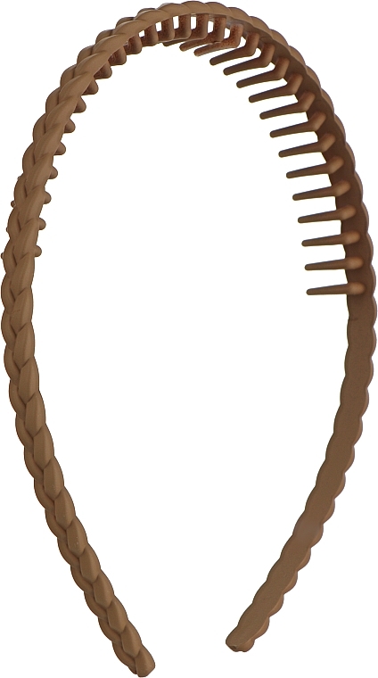 Обруч для волос пластиковый, "Косичка", Pf-288, светло-коричневый - Puffic Fashion  — фото N1