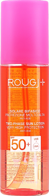 Антивіковий двофазний лосьйон для засмаги SPF 50 - Rougj+ Solar Biphase Anti-age SPF50 — фото N1