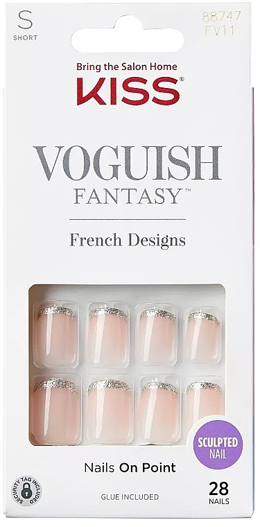 Набор накладных ногтей с клеем - Kiss Voguish Fantasy French Designs — фото N1