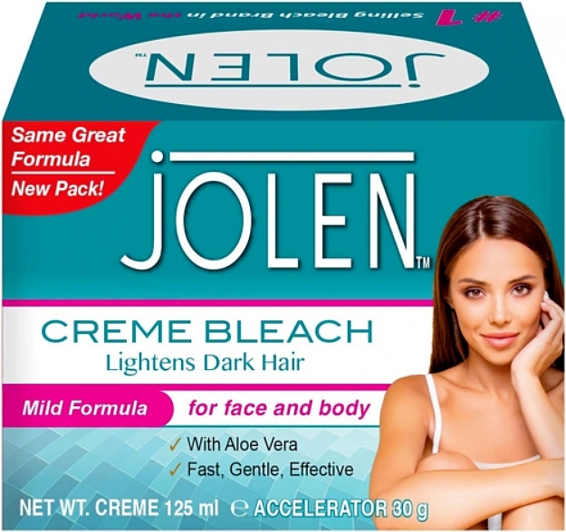 Набір - Jolen Bleach Cream Mild Formula With Aloe Vera (cr/125ml + poudre/30g) — фото N1