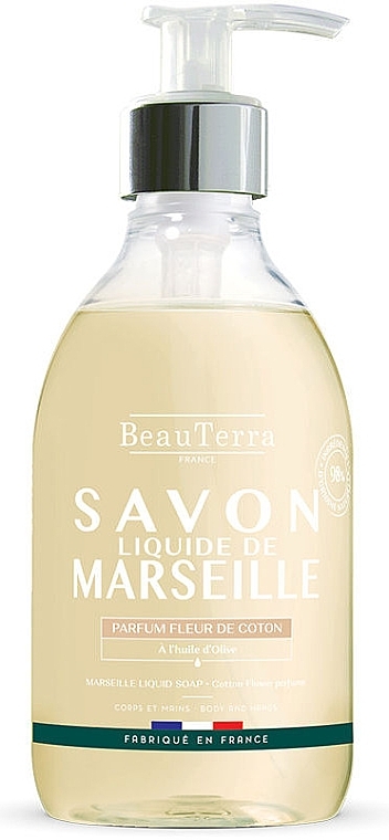 Мыло жидкое марсельское "Цветок хлопка" - BeauTerra Marselle Liquid Soap Cotton Flower — фото N1