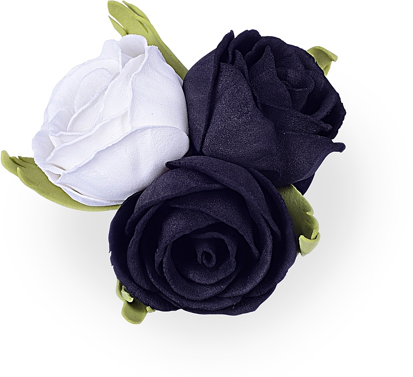 Резинка для волосся ручної роботи "Чорно-біла потрійна троянда" - Katya Snezhkova