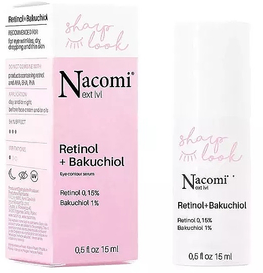 Сироватка з ретинолом і бакучиолом для шкіри навколо очей - Nacomi Next Level Retinol + Bakuchiol Eye Contour Serum — фото N1
