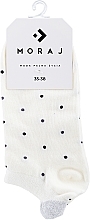 Парфумерія, косметика Жіночі бавовняні шкарпетки із зап'ятником, білі в чорний горошок - Moraj