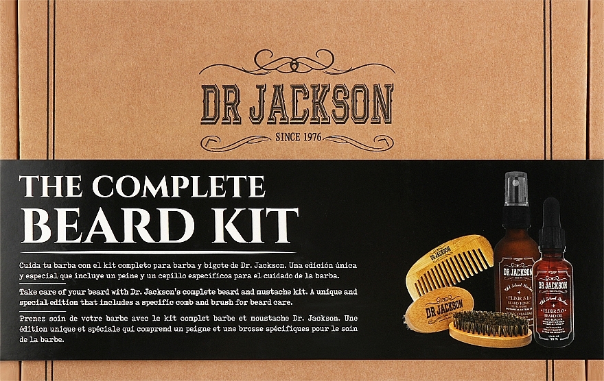 Набір для бороди - Dr Jackson Kit Beards Briefcase (beard/oil/30ml + beard/tonic/50ml + brush/2pcs) — фото N1
