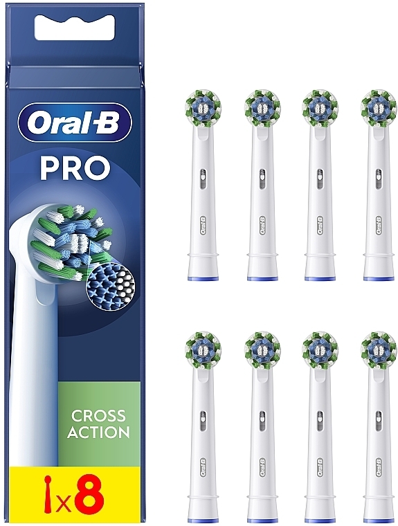 Сменная насадка для электрической зубной щетки, 8 шт. - Oral-B Pro Cross Action White — фото N1