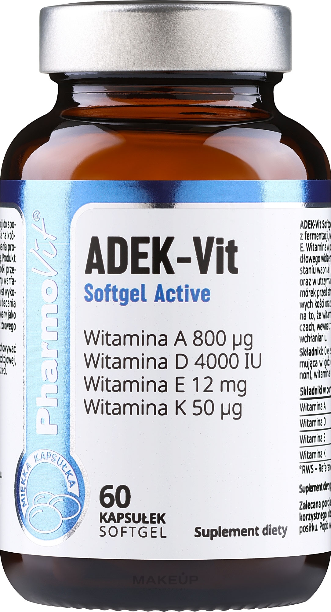 Вітаміни ADEK, у капсулах - Pharmovit Clean Label ADEK-Vit Softgel Active — фото 60шт