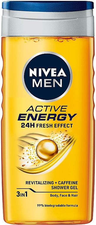 Гель для душу "Активна Енергія" 3в1 - NIVEA MEN Active Energy 24H Fresh Effect Shower Gel