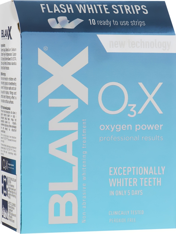 Смужки для відбілювання зубів в домашніх умовах - BlanX O3X Oxygen Power Flash White Strips — фото N1