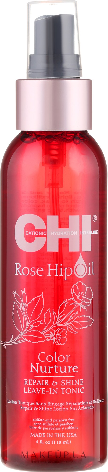 Chi Незмивний спрей з олією шипшини та кератином - CHI Rose Hip Oil Repair & Shine Leave-In Tonic — фото 118ml