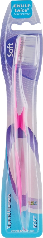 Зубная щетка мягкая, розовая - Ekulf Twice Advanced — фото N1