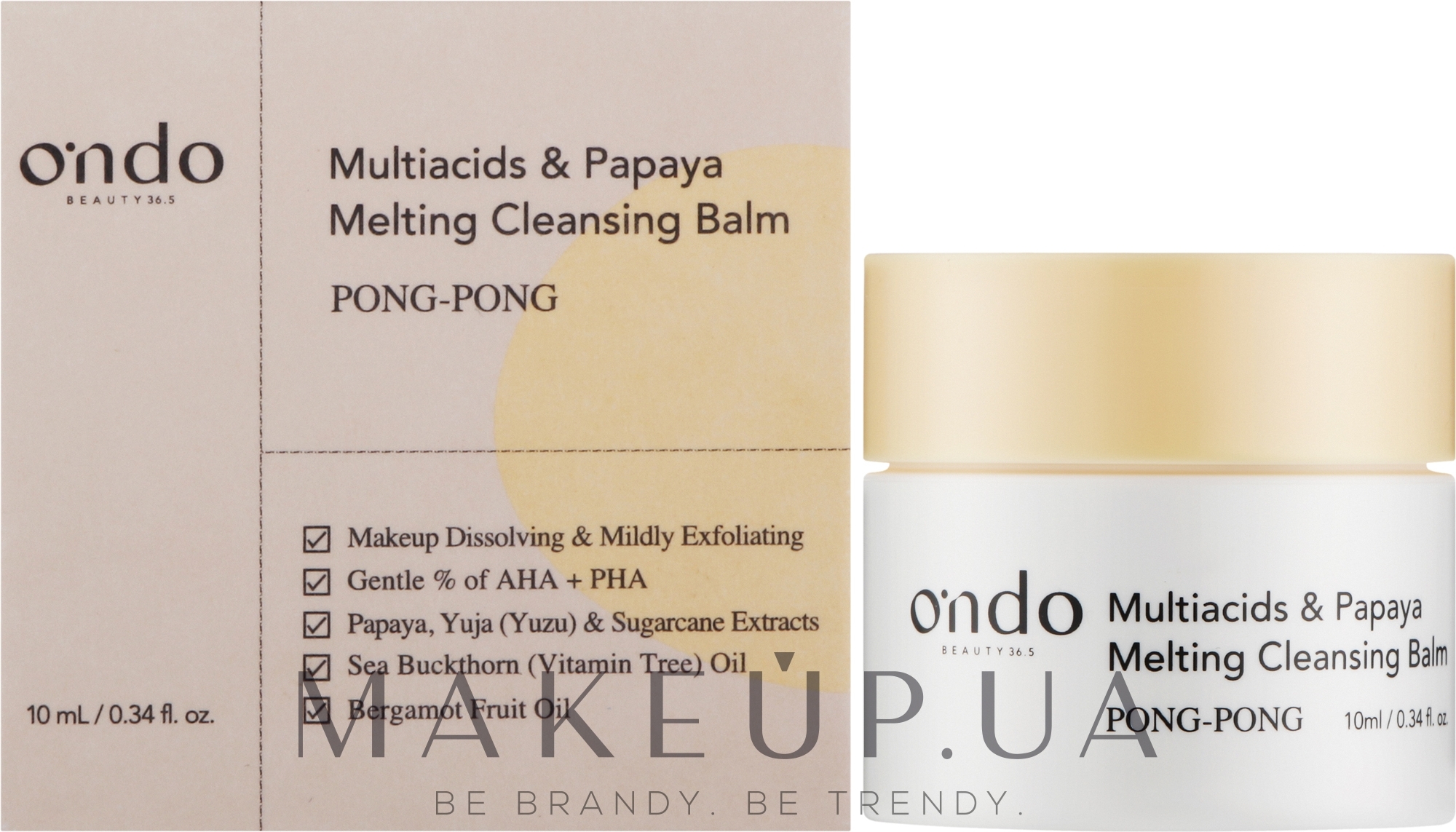Бальзам для снятия макияжа - Ondo Beauty 36.5 Multiacids & Papaya Melting Cleansing Balm (мини) — фото 10ml